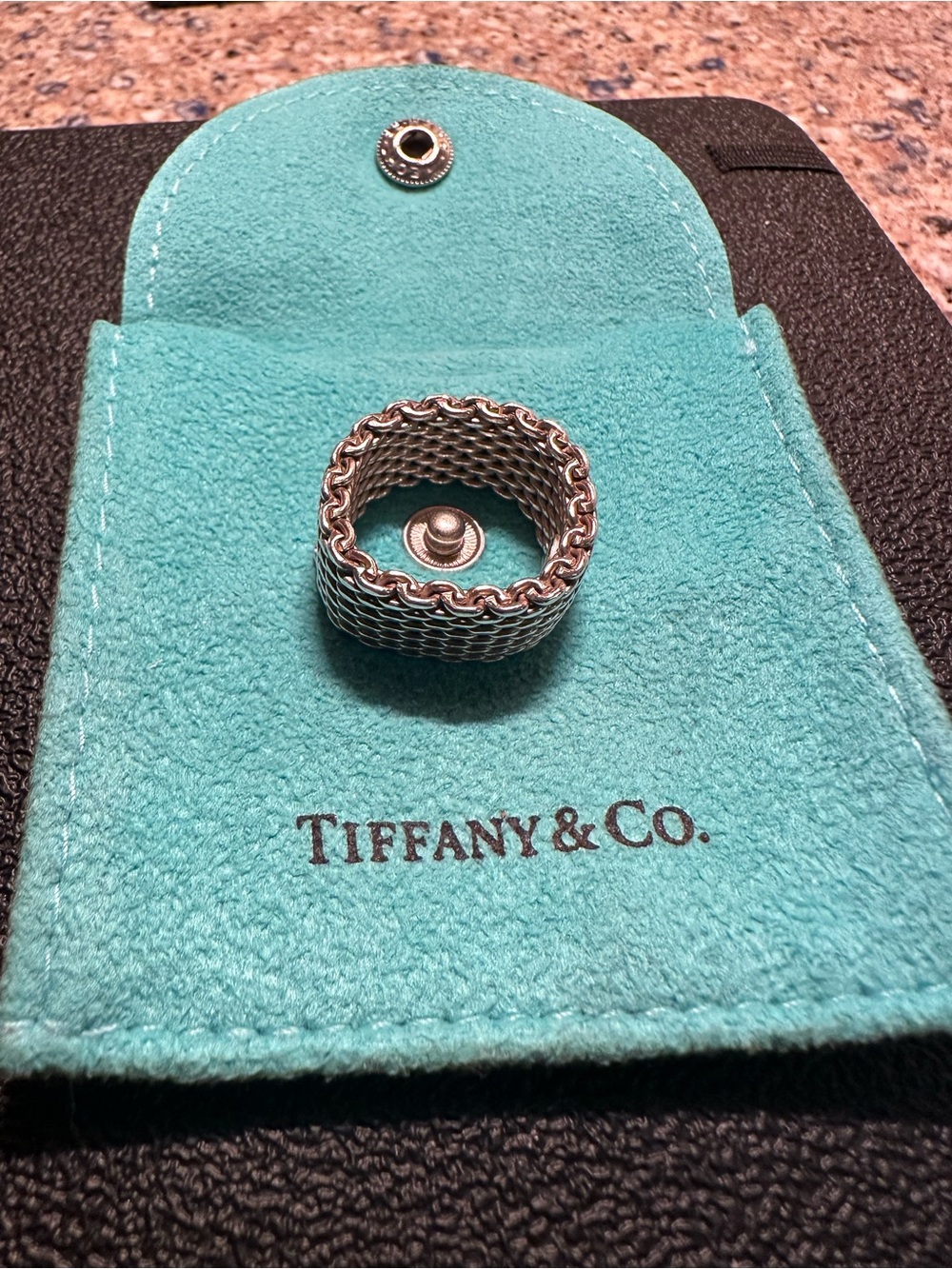Tiffany & Co. Somerset Mesh Ring Sterling Silver 925 Size 7 Vintage